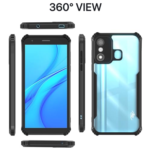 Image of Pikkme itel A27 Back Cover | Crystal Clear Transparent Back | Ultra Hyrbid | Full Camera Protection | Raised Edge | Bumper Back Case (Black)