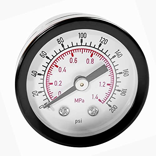 Image of Beduan Air Pressure Gauge for Air Compressor 1-1 /2 inch Dial Center Back Mount, 1 /8 inch NPT,0-200 Psi