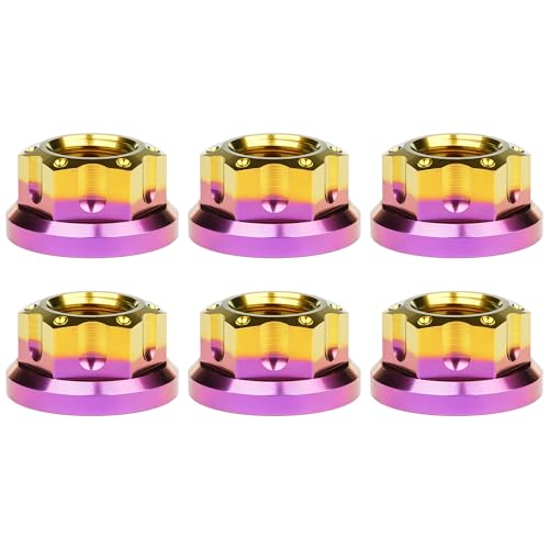 Image of Titanium M6 M8 M10 M12 M14 M16 Flange Bolt Nut Bicycle Motorcycle Rear Axle Car Modification Accessories Pack of 6 (M16 Pitch 1.5mm, Purple Gold)