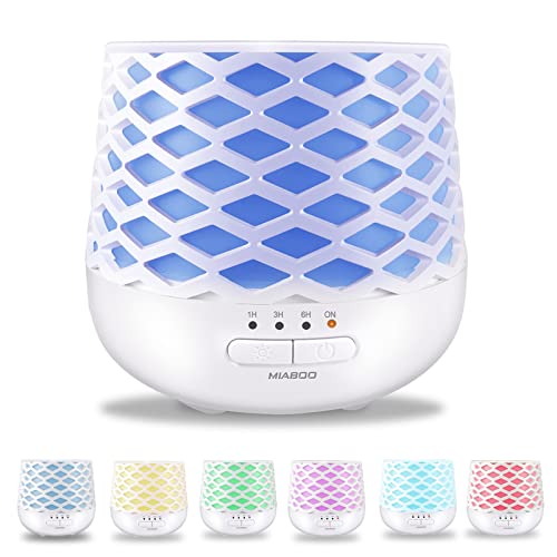 MIABOO Diffuseur d'Huiles Essentielles 130ml, Ultrasonique Diffuseur Aromathérapie Electrique avec 7 Couleurs Lumières LED, Arrêt Automatique sans Eau,pour la Maison,Chambre,Yoga Cover