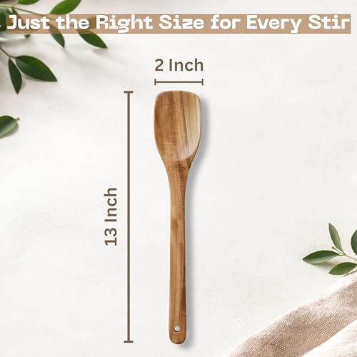 Image of Classyo Neem Wood Spoon for Cooking, Wooden Spatula for Non Stick Pan, Wood Ladle, Wooden Spoons for Cooking, Naturally Antimicrobial and Non Stick (Spoon)