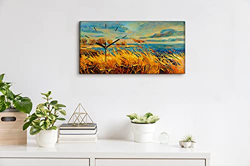 Horloge sur toile décoration 60x30cm image art moderne salon