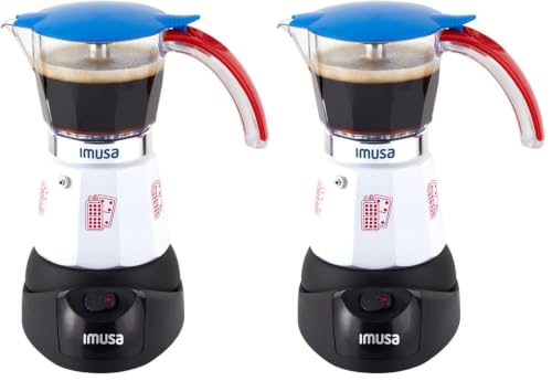 Image of Imusa Special Edition Electric Cuba /Domino themed Espresso Maker, 3 or 6 Cups, White, Red, Blue (Pack of 2)