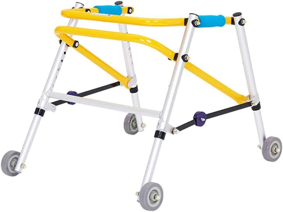Child Rehabilitation Rollator Walker, Walker Foldable, 4 Wheels Kids Mobility Walking Aids, Straight walking, Aluminum alloy Kids Walking (Color : Yellow, Size : 43)