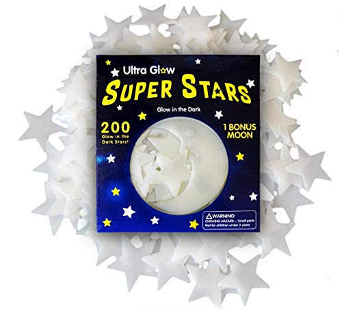 200 estrellas de luna fluorescentes adhesivas de nueva generación colgar en el techo pared dormitorio de los niños cielo estrellado de colores 3D luminosos fosforescentes