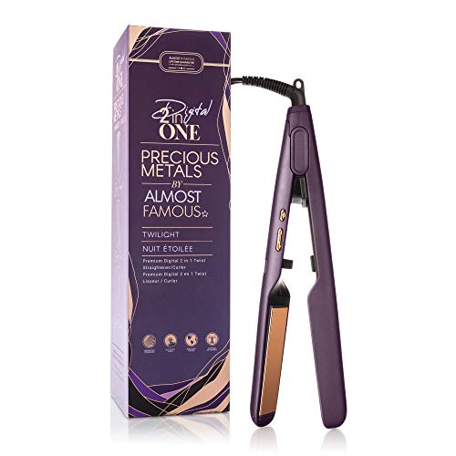 Almost Famous Digital 2 in 1 Twist Hair Straightener and Curling Flat Iron with Rose Gold Titanium Plates, Adjustable Heat Setting, Professional Beauty Tool for All Hair Type - Twilight Almost Famous Digital 2 in 1 Twist Hair Straightener and Curling Flat Iron with Rose Gold Titanium Plates, Adjustable Heat Setting, Professional Beauty Tool for All Hair Type - Twilight