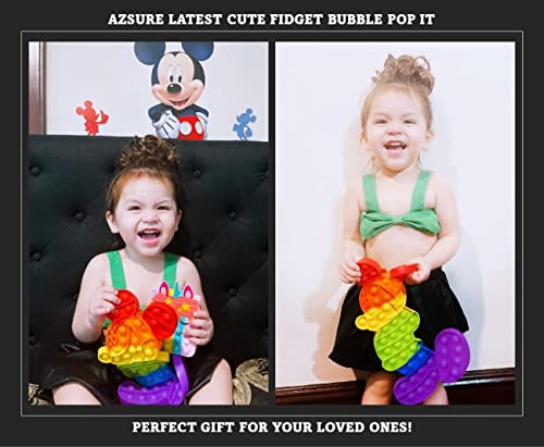 Azsure Lifestyle Large Sensory Silicon Pressure Relieve Pop It Fidget Bubble Popper Rainbow Mouse #TOP1