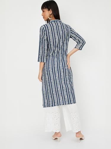 Image of Max Women's Cotton Blend Printed Regular Kurta