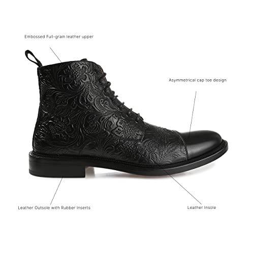 Taft Mens Paris Boot With Floral Embossed Full-Grain Leather And Leather Sole, Black Floral, 7 #TOP1