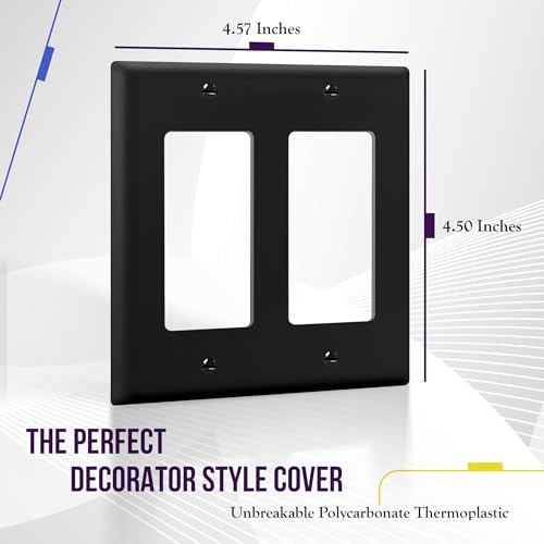 Image of ENERLITES 2-Gang Black Decorator Light Switch Outlet Wall Plate Cover