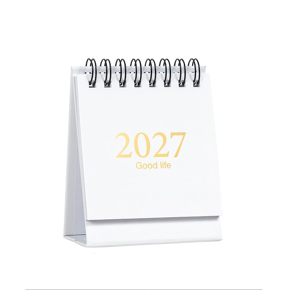 croselyu Desktop Calendar Simple Solid Color Cartoon Mini Calendar Creative Desktop Decoration Portable Small Desk Calendar Calendar,9.5x7.5cm (White)