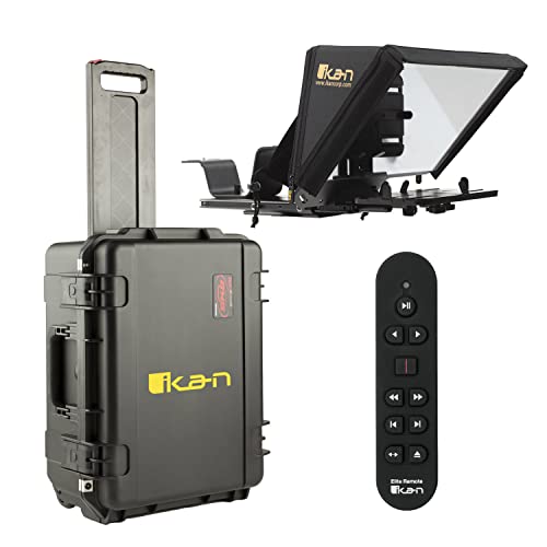 Elite Universal Teleprompter with Bluetooth Remote and Rolling Hard Case for Apple iPad and iPad Pro, Version 2