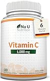 Nu U Nutrition - Vitamin C 1000mg Hochdosiert - 180 Vegane...
