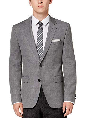 Hugo Boss Hugo Men's Blazers Professional Modern Fit Comfort Jacket 100% Wool Two Button Side Vents Sport Coats (46 Long USA, Patterned 5039238-032 Light Gray)
