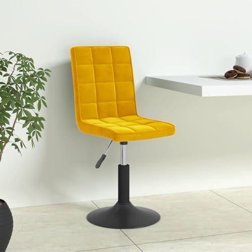 Tidyard Silla de Comedor Giratoria Tapizada en Terciopelo, Ajustable en Altura, Amarillo Mostaza Modelo YFXLYDZJ-3089296ES