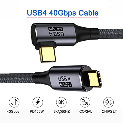 NFHK Angled USB4 Cable 40Gbps with 100W Charging and 8K@60Hz 5K@60Hz USB4.0 Compatible with Thunderbolt3/4 100cm - Image 3