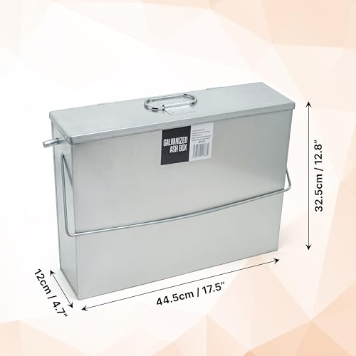 SWL Galvanised Ash Box 45×33×12 cm – Heavy-Duty Metal Ash Container with Lid – Rust-Proof Steel Ash Carrier for Fireplaces, Wood Burners, Stoves & Firepits