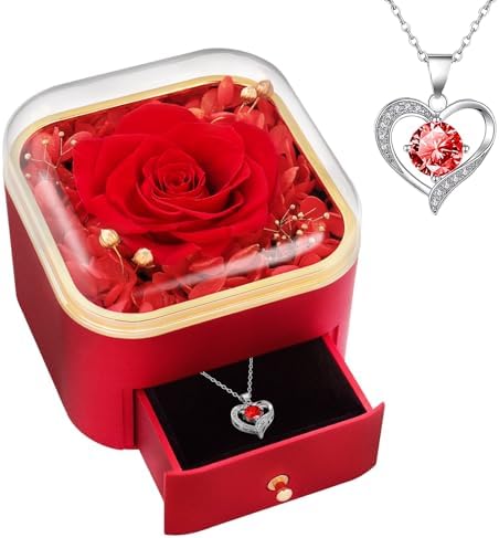 Beferr Birthday Gifts for Women Mom Preserved Real Rose with Neck...