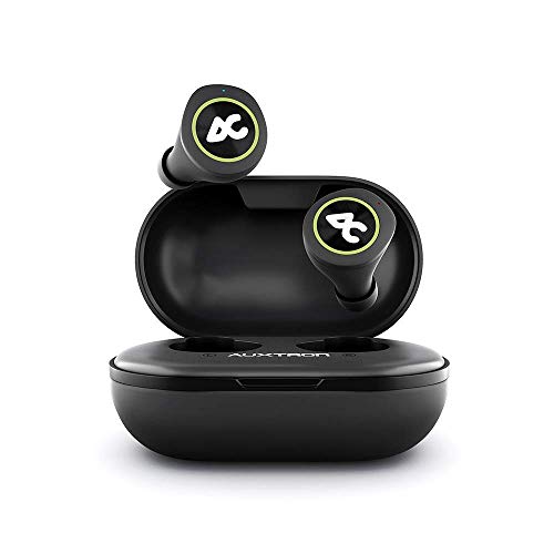 Image of AirBolt 505 True Wireless (TWS) Earbuds - Bluetooth 5.0, Full Touch Earphones, IPX5 Water Resistant, HD Stereo Sound, High Bass, InBuilt MIC, Upto 36 Hours Playtime with Charging Case (Green + Black)