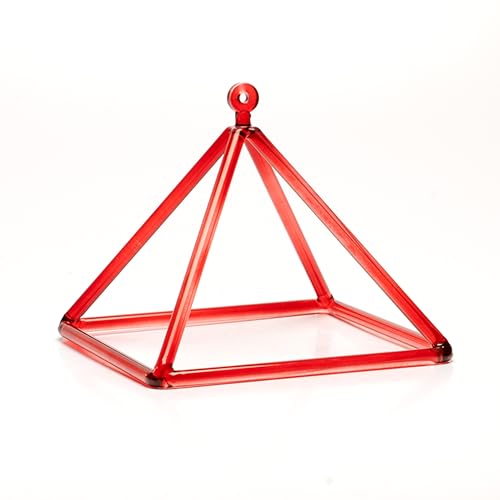 TOPFUND Red Crystal Singing Pyramid 10 inch with Carrying Case and Quartz Suede Mallet