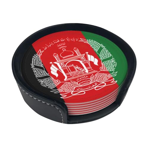 Lot de 6 sous-verres de style classique avec motif drapeau de l'Afghanistan - Convient pour les types de tasses