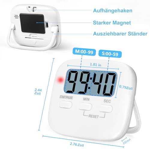 Digitaler Kurzzeitwecker – 2 Stück Küchentimer mit LCD-Anzeige