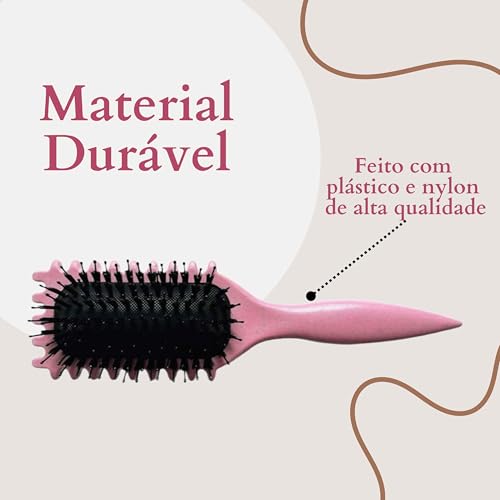 Escova Para Cabelos Cacheados Define Seus Cachos Com Perfeição Reduz Frizz Desembaraço Suave Sem Dan