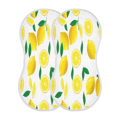 Yellow Lemons Burp Cloths Cotton Baby Washcloths,Large 22x11in Burping Cloth Absorbent and Soft for Newborn Baby Boys and Girls,2 Pack2