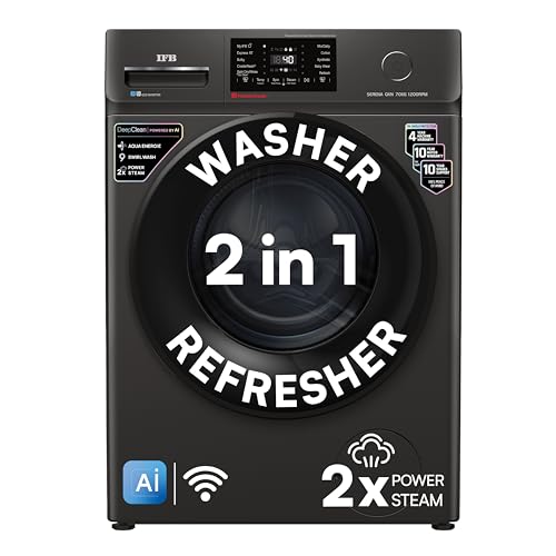 Image of IFB 7 Kg 5 Star, DeepClean Technology, AI Powered, WiFi, Fully Automatic Front Load Washing Machine (SERENA OXN 7012 CMS, PowerSteam, 9 Swirl, Steam Refresh, Inbuilt Heater, Eco Inverter, Onyx)