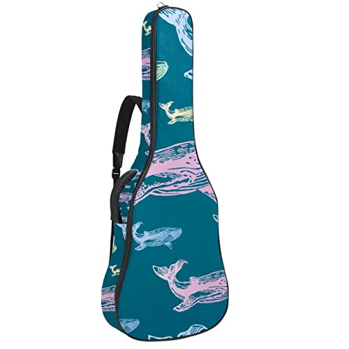 Housse guitare acoustique imperméable motif baleine avec organiseur intégré