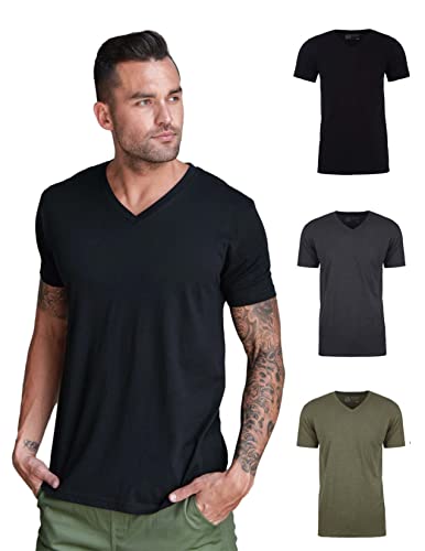 Image of Men's V-Neck T-Shirt Fitted Short Sleeve Soft Cotton Vneck Tees S-2XL