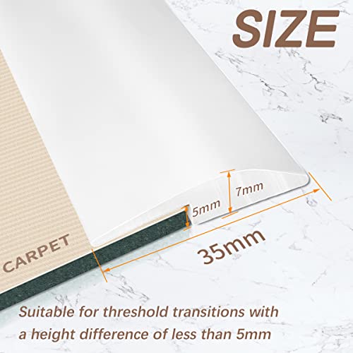 10 Ft Floor Transition Strip Self Adhesive Carpet Threshold Transition Strip Pvc Carpet & Floor Edging Trim Strip,Threshold Height Less Than 5 Mm (White) #TOP1
