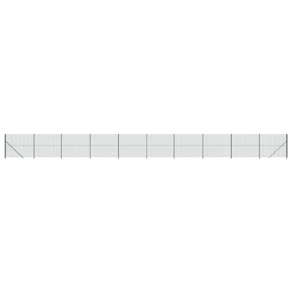 Green Wire Mesh Fence with Floor Flange 1.8x25m Galvanised Steel PVC Coated Garden Barrier for Pets Animal Enclosure Security Fencing Kit