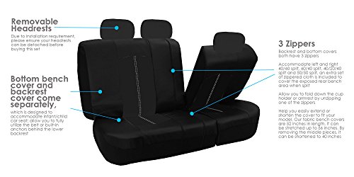FH Group Perforated Leatherette Three Row Set 7 Seater Car Seat Covers, Airbag Compatible and Split Ready- Universal Fit for Cars, Trucks & SUVs (Black) by FH Group - Image 7
