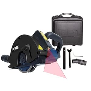 Ferm Muurfrees 1700W – 2 Diamantschijven 125mm – Lasergeleiding – Stofafzuigadapter – Koffer, meerkleurig
