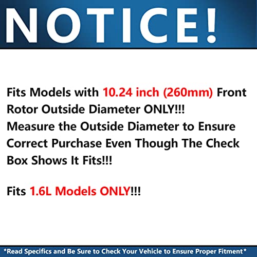 Image of Detroit Axle - Front Brake Kit for 1.6L 2009 2010 2011 Nissan Versa | Drilled & Slotted Brake Rotors and Ceramic Brake Pads Replacement 10.24 inch inch Rotors