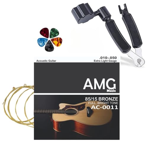 Image of DEVICE OF URBAN INFOTECH Guitar Strings with Guitar String Winder, String Cutter, Pin Puller All in One Guitar Tool Acoustic Guitar Strings with Guitar Picks Guitar Accessories for Acoustic Guitar