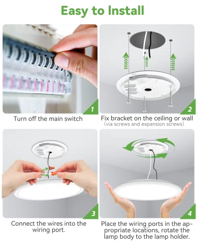 6Pack 12 Inch Led Flush Mount Ceiling Light, Zemty Super Slim 28W 3200Lm Led Ceiling Light, 3 Color Temperature In One 3000K/4500K/6000K Ceiling Light Fixture For Bedroom, Kitchen, Dining Room (White) #TOP3