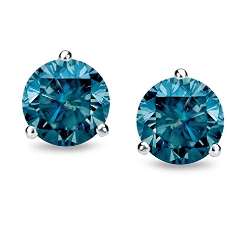 Earrings, 4.00ct Round Cut, Classic Stud Earrings, Blue Color Moissanite Diamond, 925 Sterling Silver Earring, Stud Earrings, Anniversary Earrings, Perfact for Gift Or As You Want2