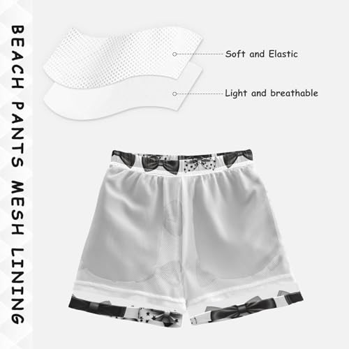 Pigsaly Boys Swim Trunks Polka Dots Bows Cool Black Stars Bow Tie Boys Board Shorts Swimsuit Swimwear Summer Bathing Suit S4