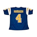Jim Harbaugh Jersey Stitched Old Style Blue Custom Football New No Brand/Logos (US, Alpha, Large, Regular, Regular, Blue)