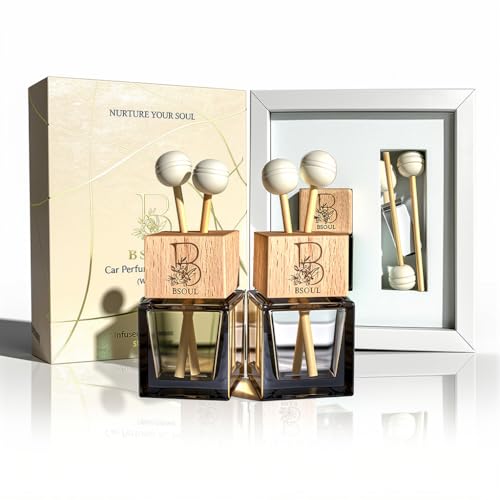 Image of BSOUL Into The Night Car Air Vent Clip Perfume 8ml Pack Of 2 | Premium Wooden Car Diffuser with Essential Oils | Wild Berries, Amber & Woody Notes | Long-Lasting Luxury Car Fragrance (Grey)