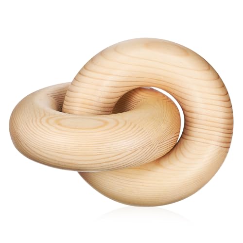 AUTSUPPL Wooden Knot Chain Link Decor for Home Farmhouse Table Ornament Interlocking Ring Design Versatile Shelf and Fireplace Decoration Gift for Housewarming and Birthdays