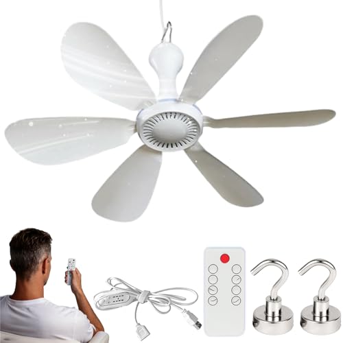 SGRTNN 2026 Upgraded Cruise Ceiling Fan 6 Blades Quiet Collapsible Ceilings Fan for Cruise Portable Usb Ceiling Fans Hanging 4 Speeds for Camping Cruises Rv Tent Gazebo Bed Dormitory Home Room