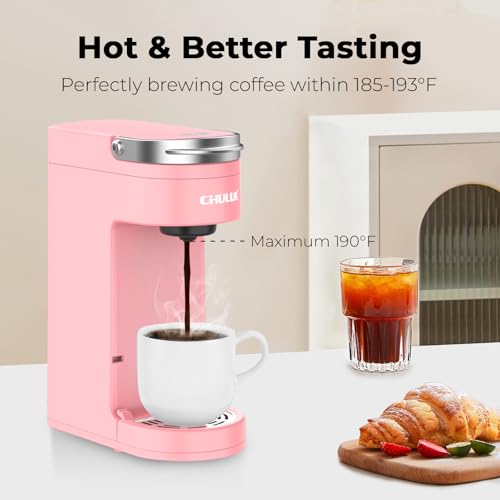 CHULUX-Slim-Single-Serve-Coffee-Maker-for-K-Cup-Pods-One-Cup-Coffee-Maker-Fits-73-Travel-Mugs-Coffee-Machine-with-6-to-12oz-Brew-Sizes-Salmon-Pink CHULUX Slim Single Serve Coffee Maker for K Cup Pods One Cup Coffee Maker Fits 73 Travel Mugs Coffee Machine with 6 to 12oz Brew Sizes Salmon Pink