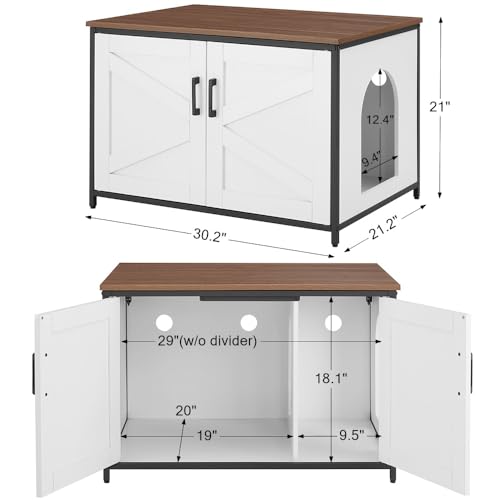 unipaws Extra Large Cat Litter Box Enclosure Furniture with Top Opening, XL Washroom Bench for Cats with Removable Divider, Jumbo Automatic Litter Box Cover and Hidden Cat Box
