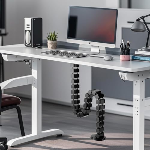 Image of Fitix Cable Management Kit, Adjustable Quad Entry Flexible Spine Wire Organizer Cord Snake for Home Office (25 columnn Spine Black)