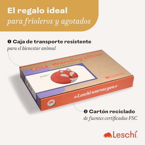 LESCHI Bolsa Semillas Microondas de 100% Algodón y Trigo Orgánicos, Saco de Semillas con Funda Lavable, Saco Térmico de Semillas ideal para Dolores Menstruales, Cólicos y Dolor Abdominal, Zorro rojo - imagen 2