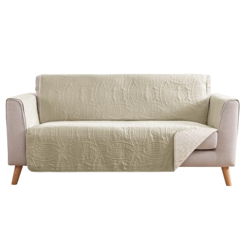 Image of Camel Loveseat Covers 2 Cushion Couch, Water-Repellent Sofa Cover for Love Seat, Washable Quilted Couch Covers, Pet Friendly Sofa Slipcovers (Loveseat 56 inch, Camel)