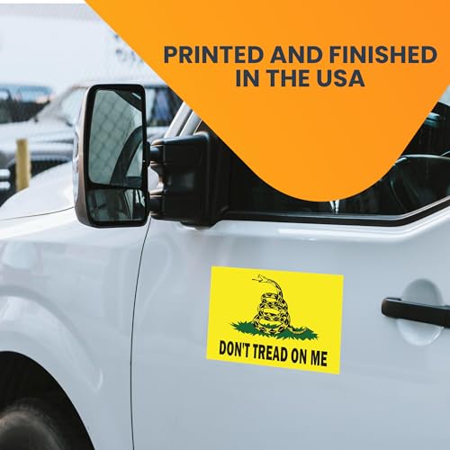 Image of Magnet Me Up: Don't Tread on Me Gadsden Flag Car Magnet Decal - 5x8 Inches, Yellow, Green, and Black, Heavy-Duty Automotive Magnet for Car, Truck, SUV - Show Your Patriotic Freedom Spirit on The Road